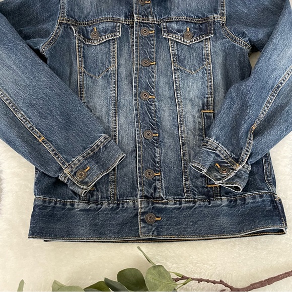 Old Navy Dark Wash Snap Button Denim Jacket - Picture 4 of 14